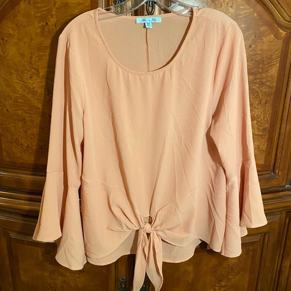 Peach Tie-Front Blouse